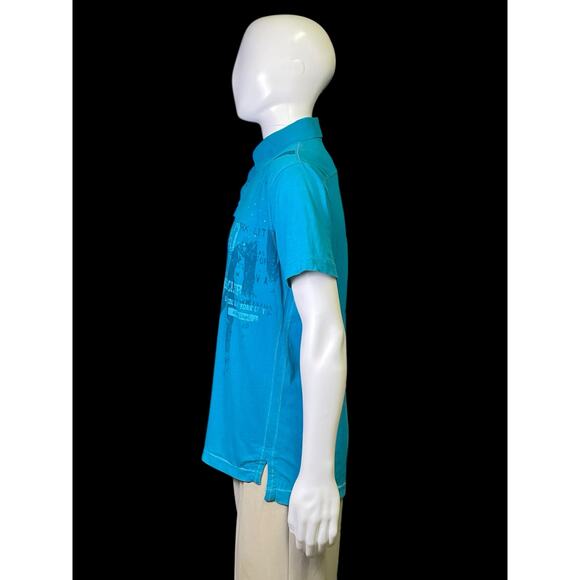 The Original Arizona Jean Company Men's Turquoise Blue Polo Graphic Shirt Large - Picture 3 of 10